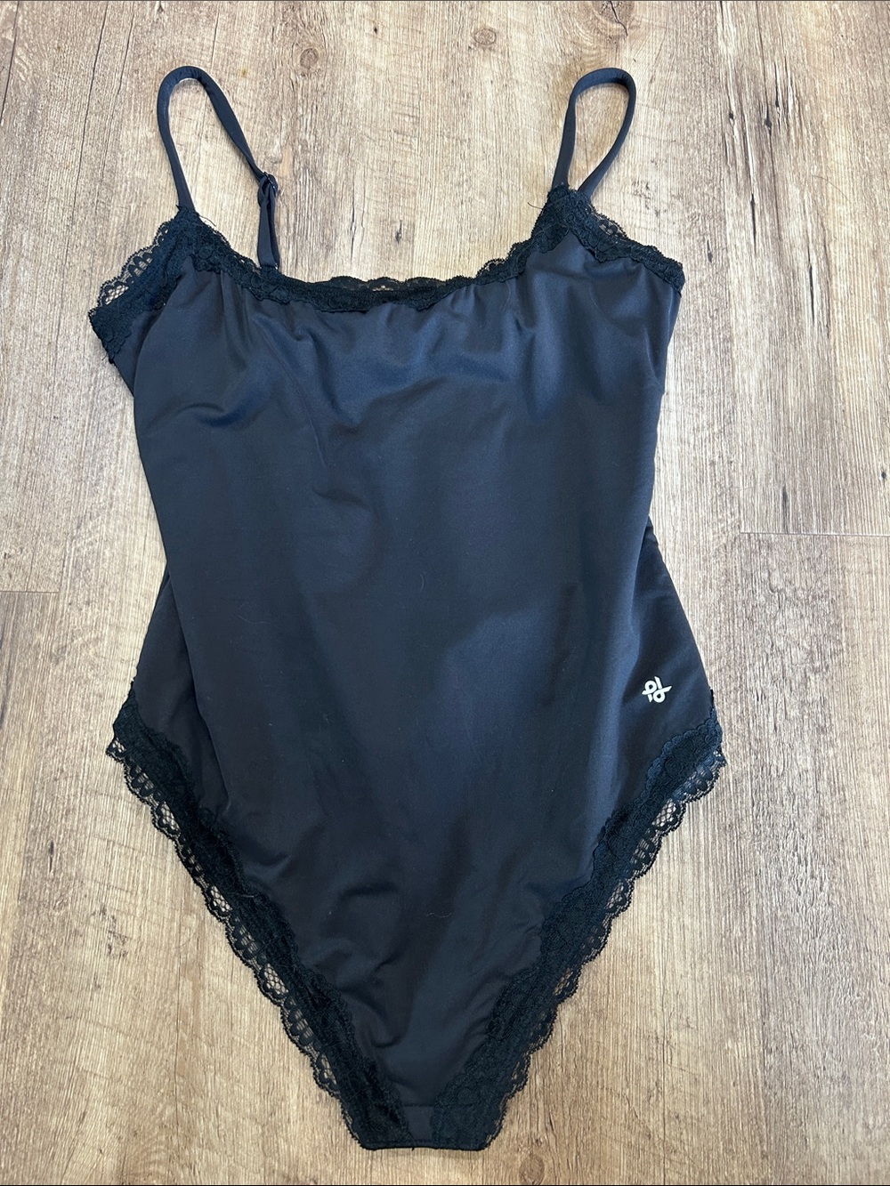 Black Lace-Trim Stretch Bodysuit